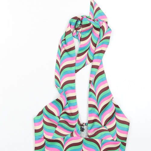 Zara Womens Multicoloured Striped Polyester Cropped Tank Size XS Halter
