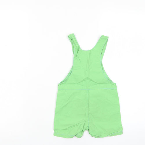 BluKids Boys Green Cotton Dungaree One-Piece Size 12 Months Button - Embroidered