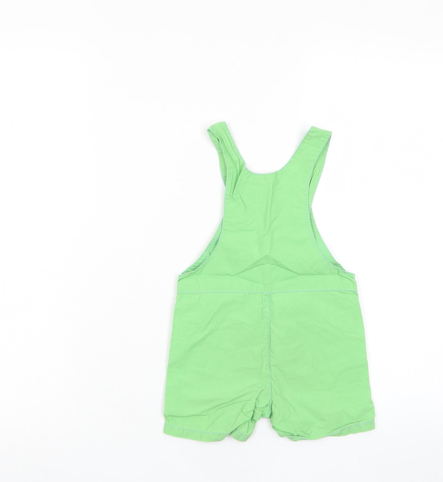 BluKids Boys Green Cotton Dungaree One-Piece Size 12 Months Button - Embroidered
