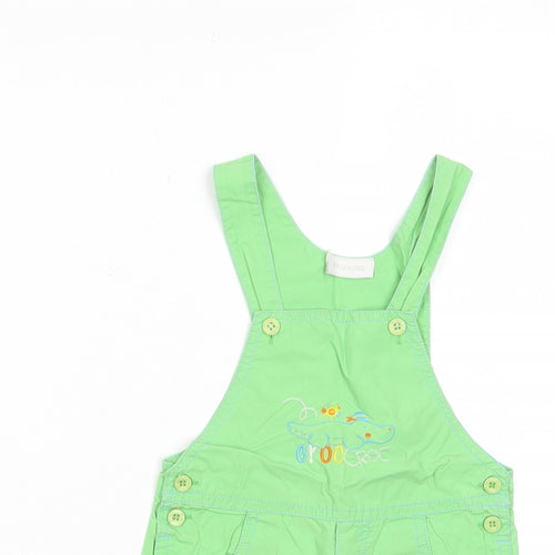 BluKids Boys Green Cotton Dungaree One-Piece Size 12 Months Button - Embroidered