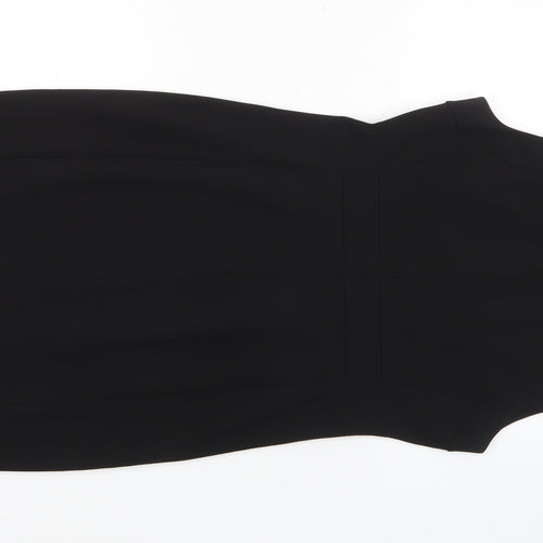 Donna Karan Womens Black Polyester Pencil Dress Size 12 Crew Neck Zip