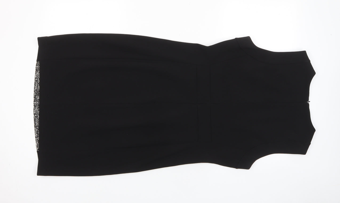 Donna Karan Womens Black Polyester Pencil Dress Size 12 Crew Neck Zip