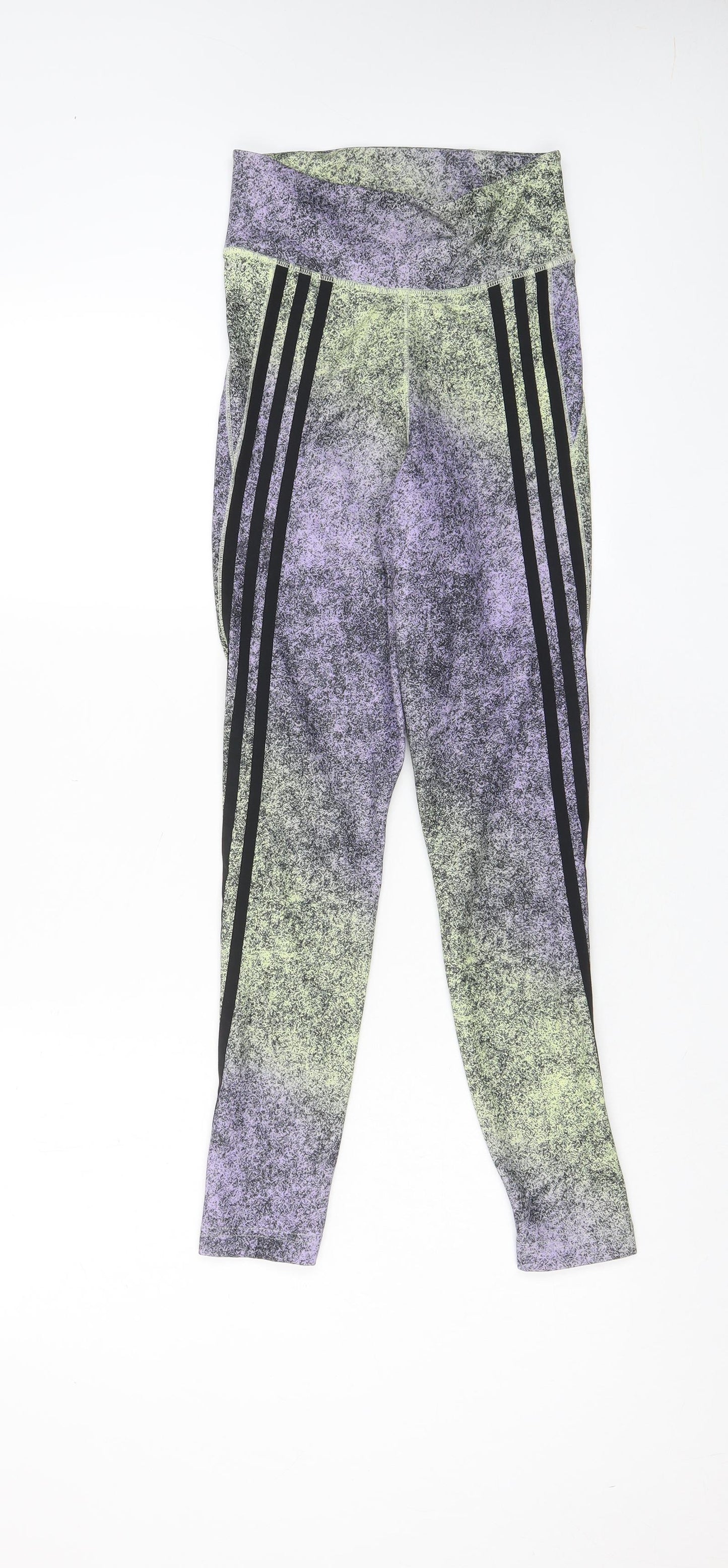 adidas Womens Multicoloured Polyester Capri Leggings Size 4 L25 in Regular Pullover - Logo
