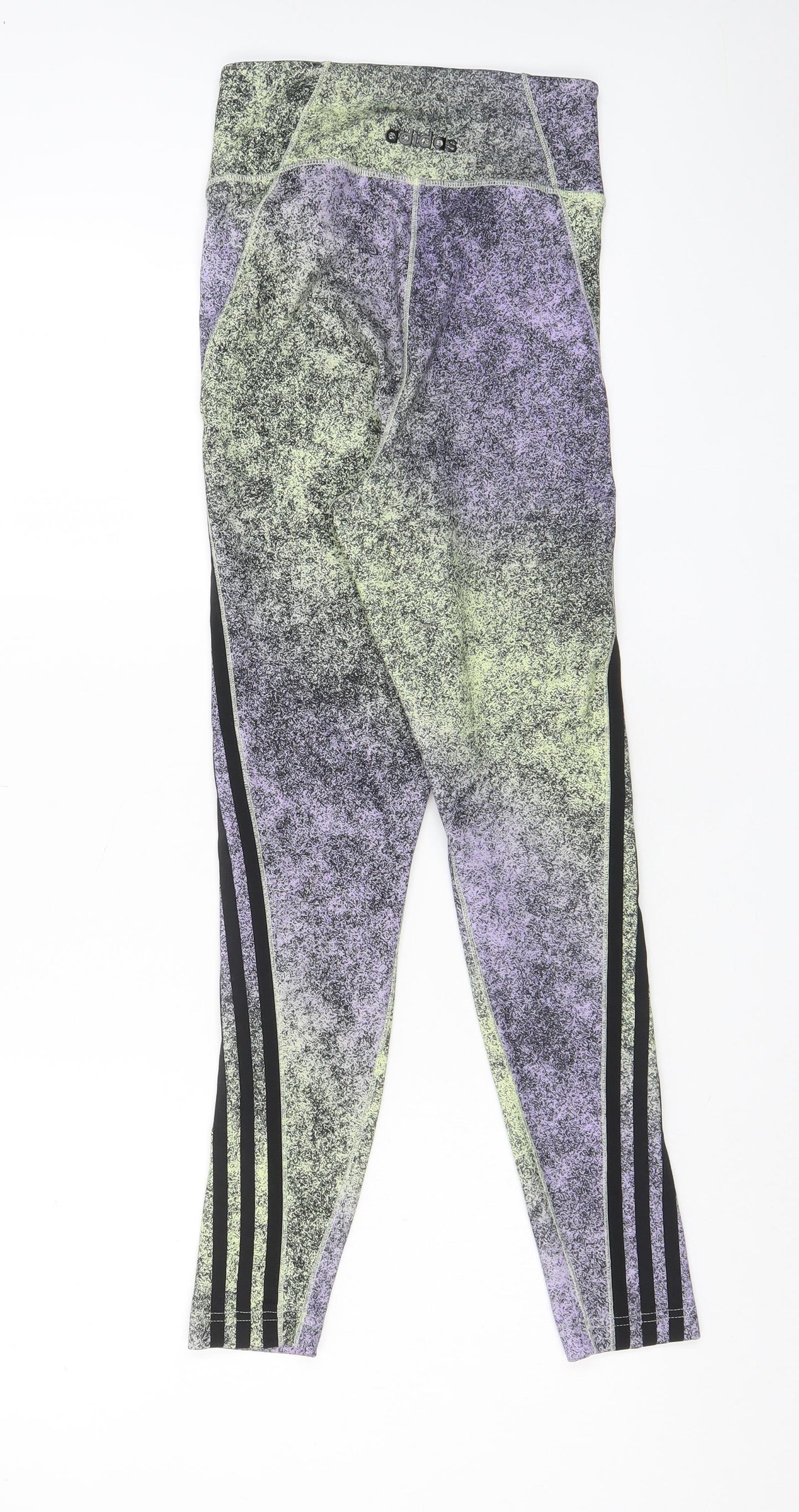 adidas Womens Multicoloured Polyester Capri Leggings Size 4 L25 in Regular Pullover - Logo