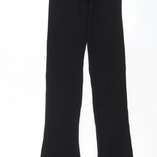Zara Womens Black Viscose Trousers Size M L33 in Regular - Ribbed