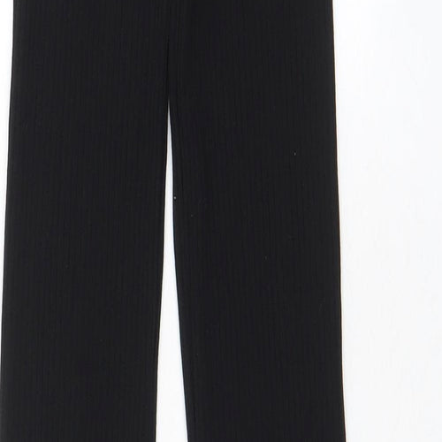 Zara Womens Black Viscose Trousers Size M L33 in Regular - Ribbed