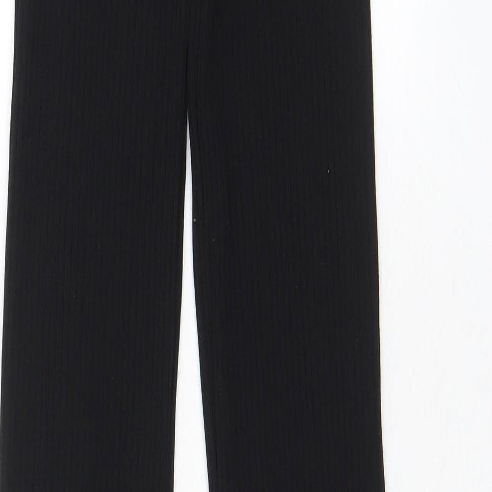 Zara Womens Black Viscose Trousers Size M L33 in Regular - Ribbed