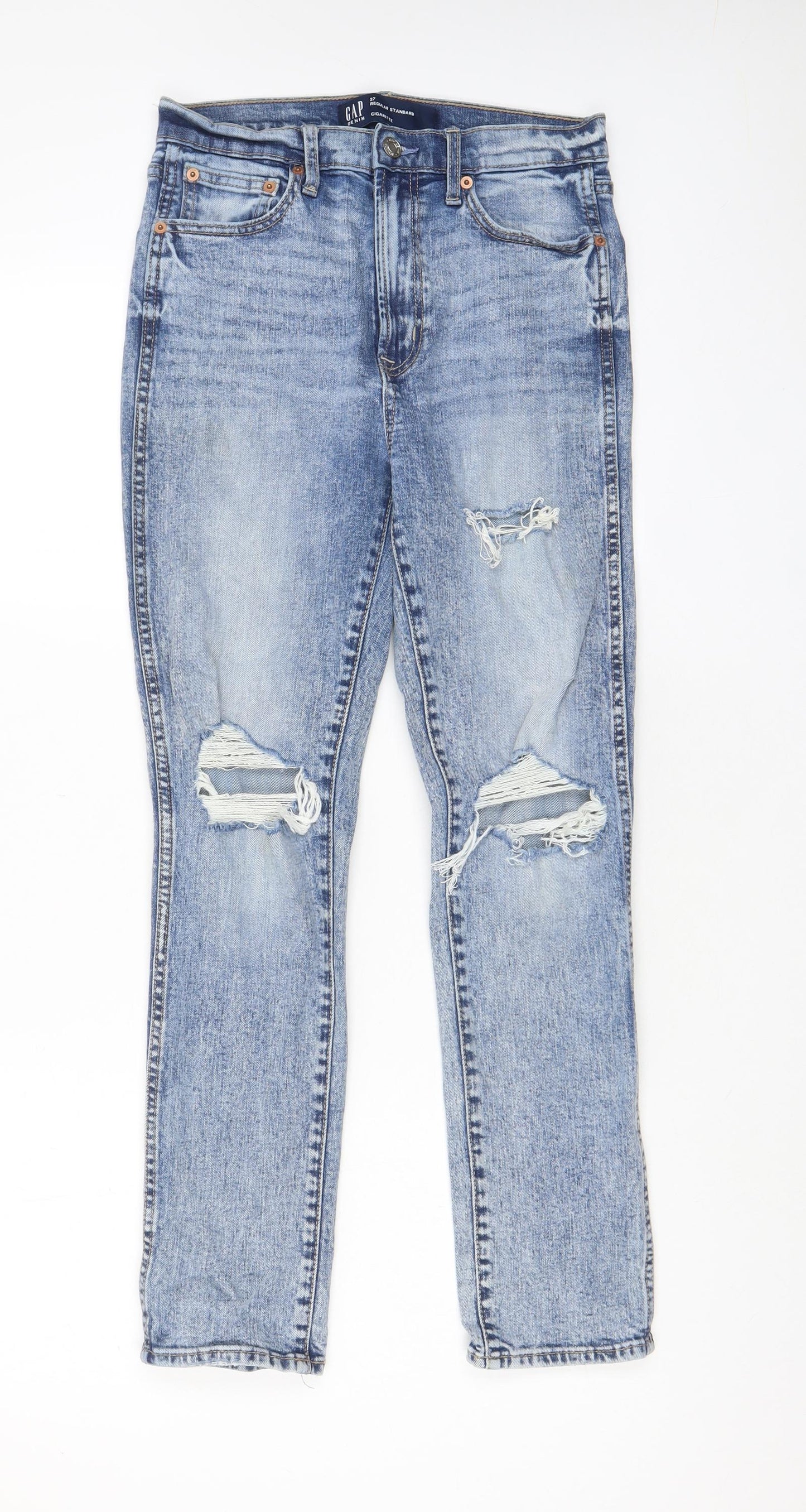 Gap Womens Blue Cotton Straight Jeans Size 27 in L27 in Regular Zip - Pockets