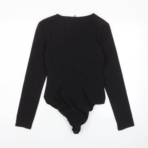 Zara Womens Black Polyester Bodysuit One-Piece Size S Zip - Cross neckline