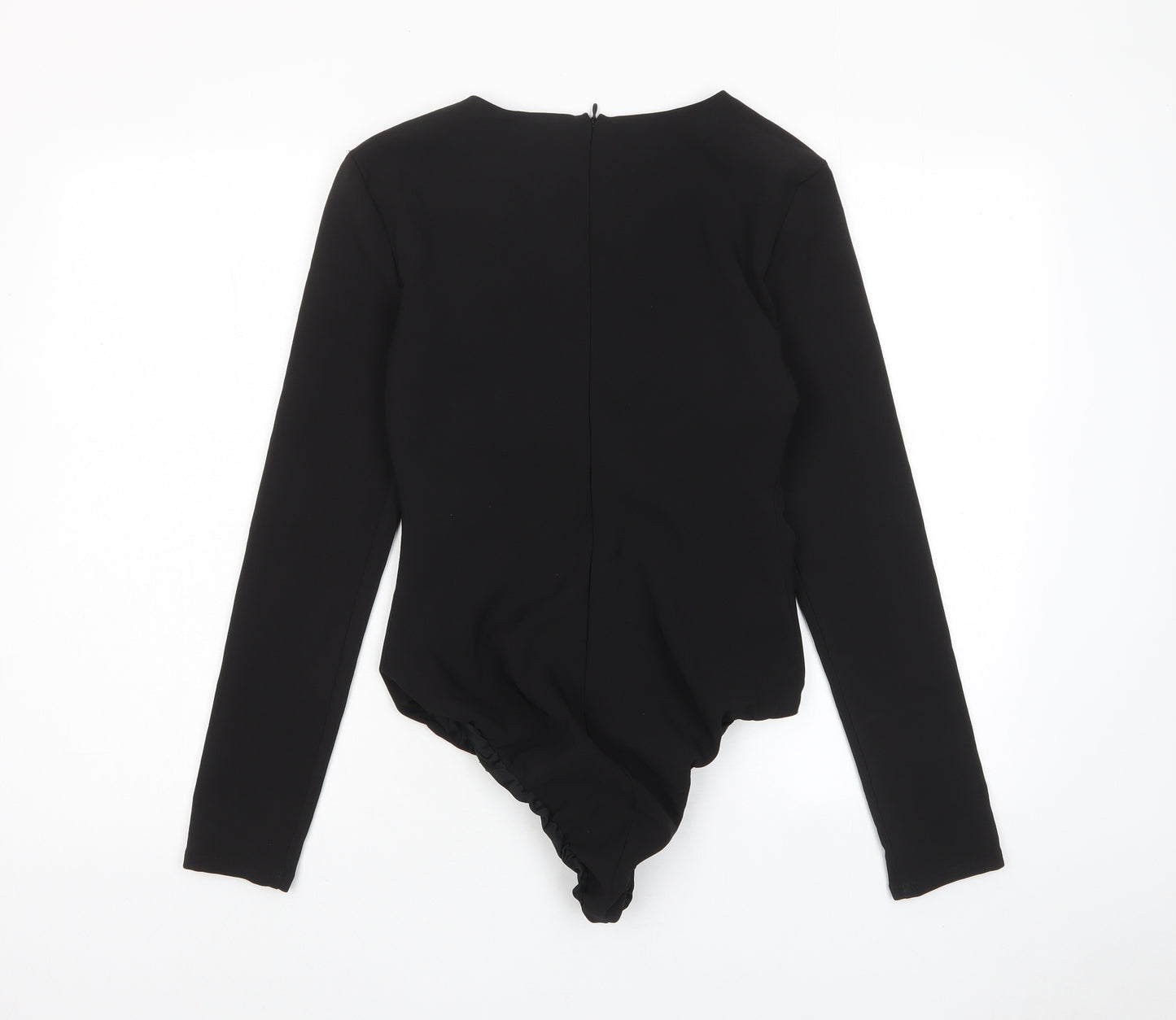Zara Womens Black Polyester Bodysuit One-Piece Size S Zip - Cross neckline