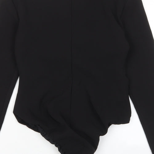 Zara Womens Black Polyester Bodysuit One-Piece Size S Zip - Cross neckline