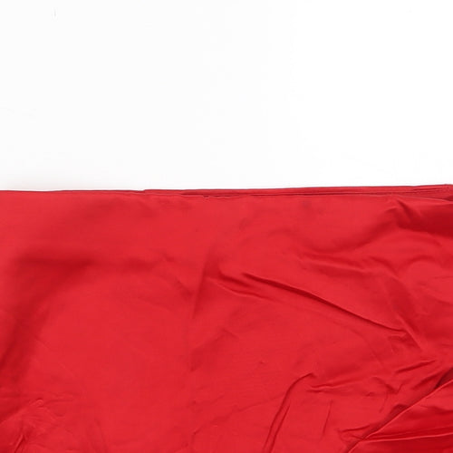 Zara Womens Red Polyester Wrap Skirt Size S Zip - Pleated