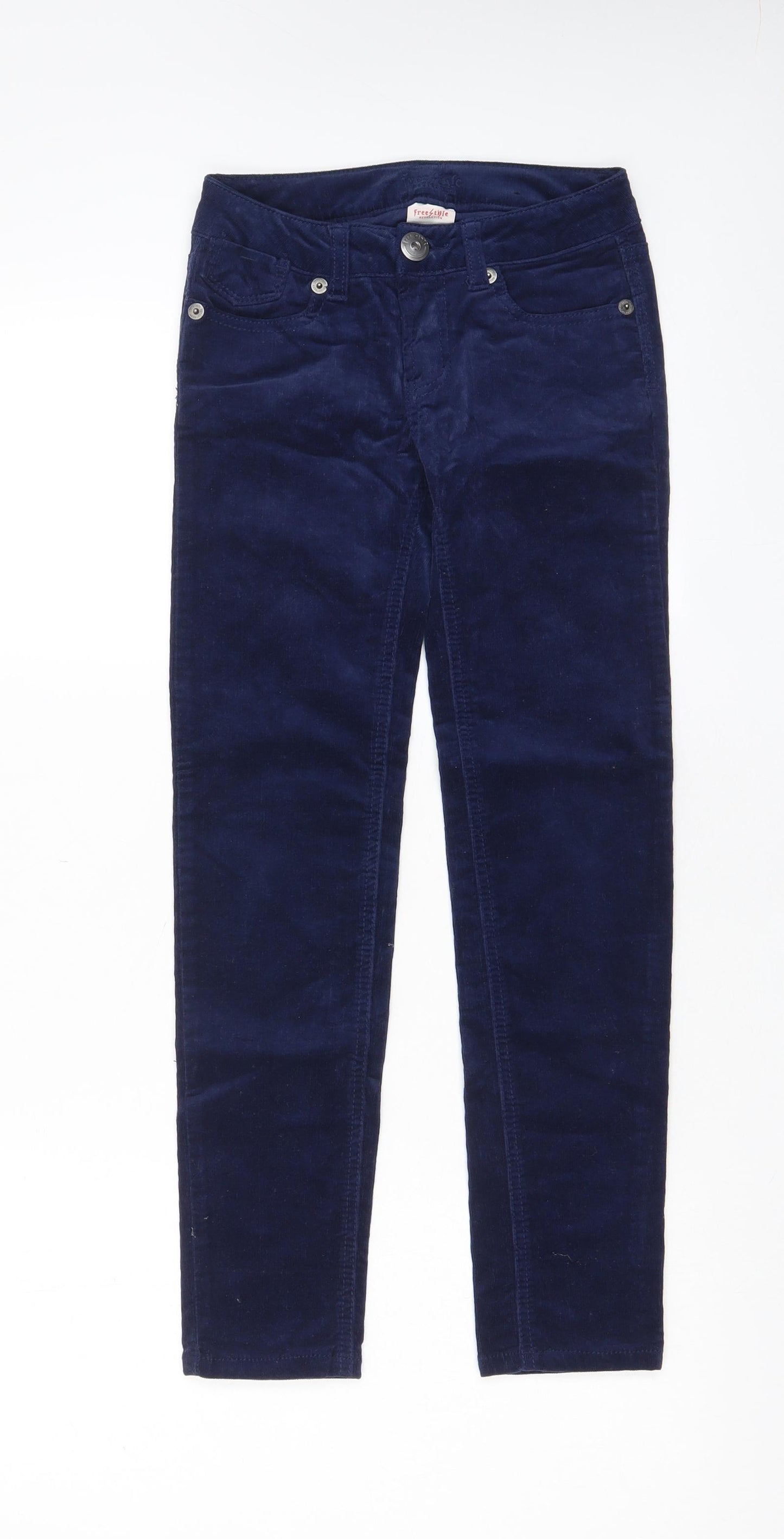 Freestyle Boys Blue Cotton Cargo Trousers Size 8 Years L25 in Regular Zip - Pockets