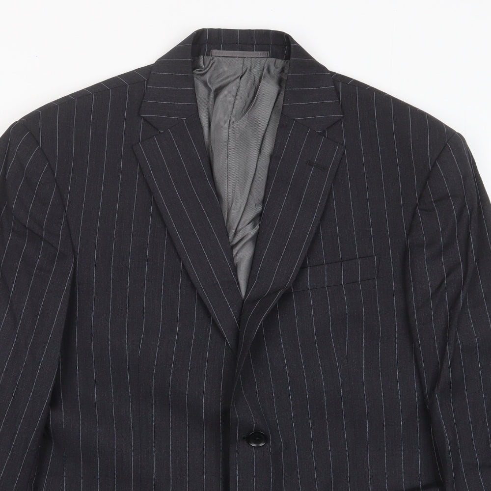Austin Reed Mens Grey Striped Wool Jacket Suit Jacket Size 40 Regular - Inside pockets
