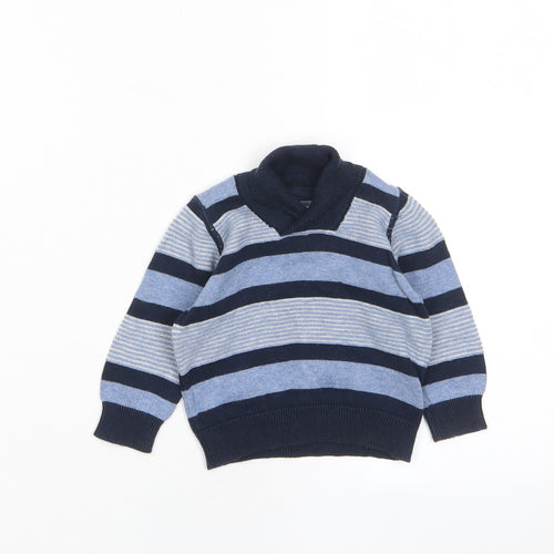 Earlydays Boys Blue Striped Cotton Pullover Jumper Size 0-3 Months Pullover