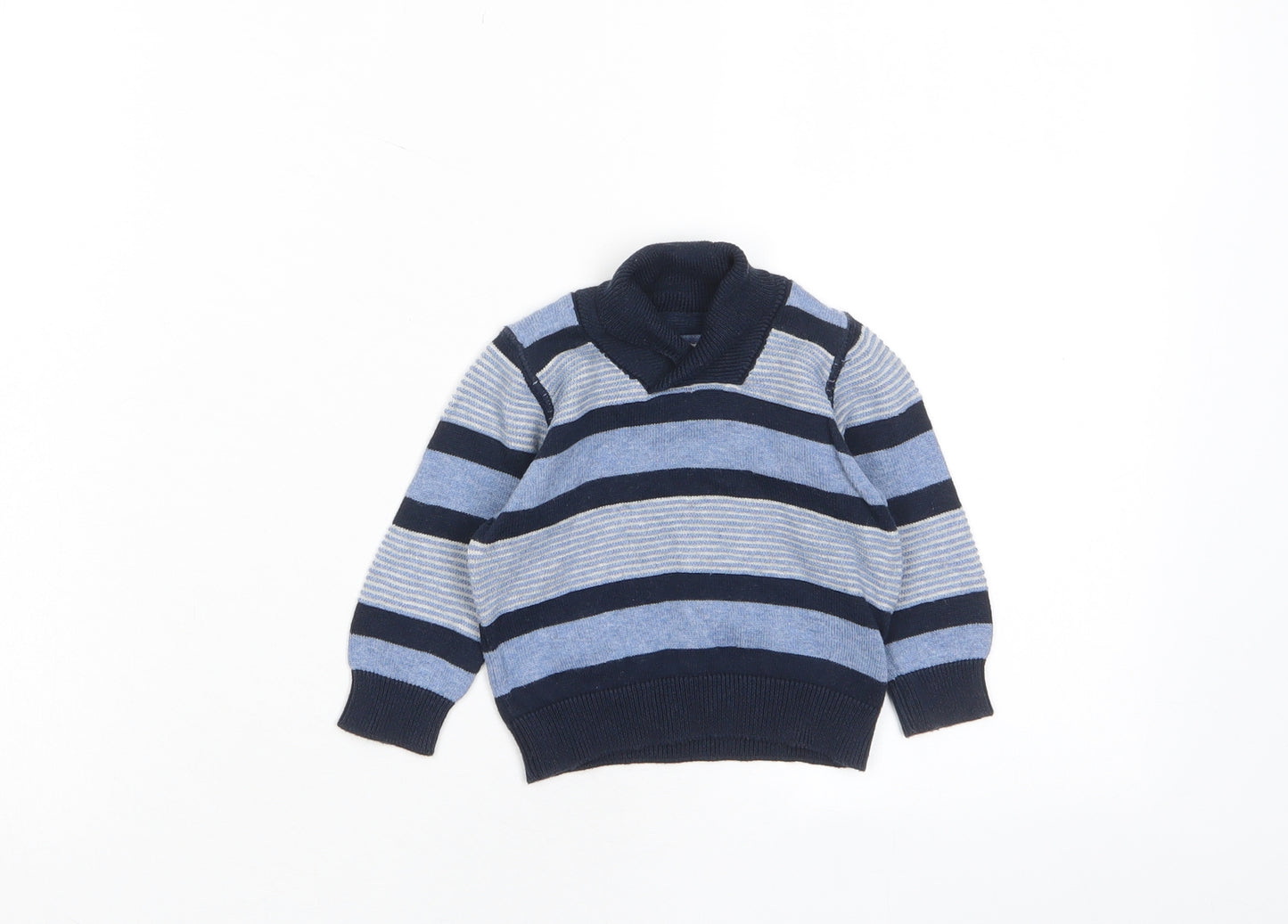 Earlydays Boys Blue Striped Cotton Pullover Jumper Size 0-3 Months Pullover
