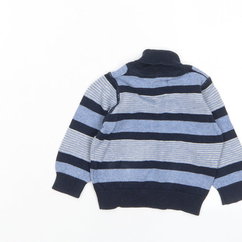 Earlydays Boys Blue Striped Cotton Pullover Jumper Size 0-3 Months Pullover