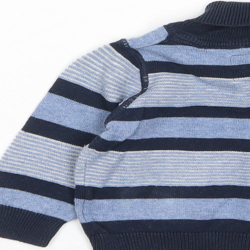 Earlydays Boys Blue Striped Cotton Pullover Jumper Size 0-3 Months Pullover