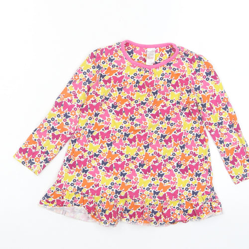 Mini Club Girls Multicoloured Floral Cotton A-Line Size 2-3 Years Crew Neck Pullover - Butterfly