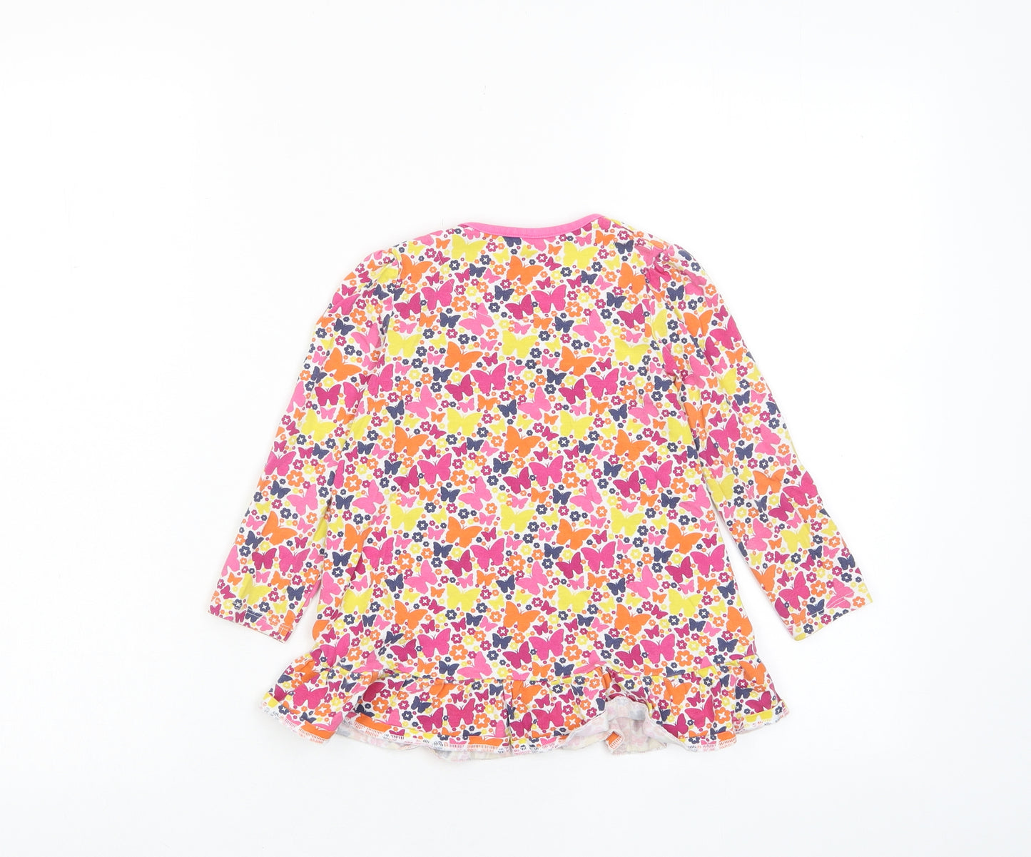 Mini Club Girls Multicoloured Floral Cotton A-Line Size 2-3 Years Crew Neck Pullover - Butterfly