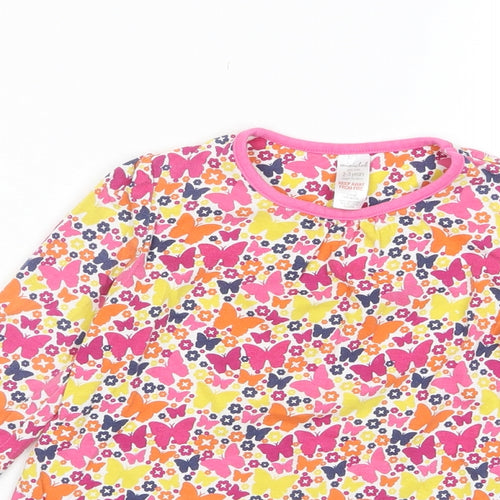 Mini Club Girls Multicoloured Floral Cotton A-Line Size 2-3 Years Crew Neck Pullover - Butterfly