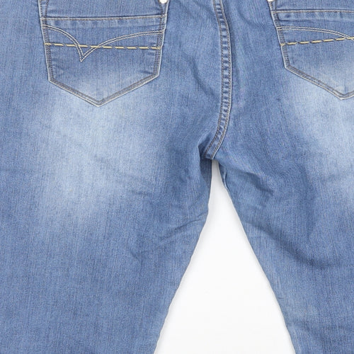 Lavirtu Womens Blue Cotton Bermuda Shorts Size 14 L17 in Regular Zip - Pockets, Buttons
