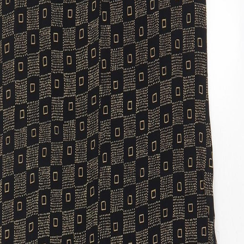 Wallis Womens Brown Geometric Viscose A-Line Size 10 Boat Neck Button - Side slit