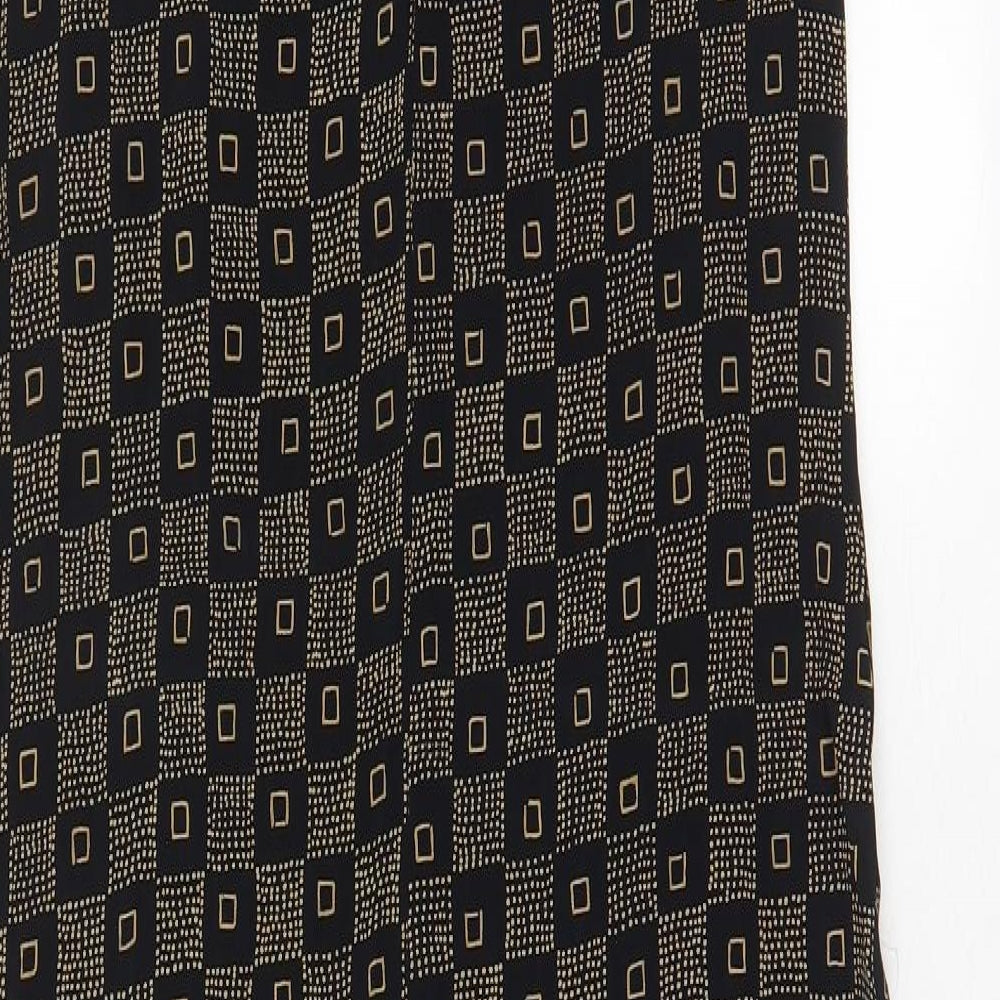 Wallis Womens Brown Geometric Viscose A-Line Size 10 Boat Neck Button - Side slit