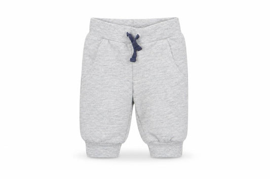 Front view of Disney boys’ grey polyester jogger trousers, size 0-3, months drawstring - pockets