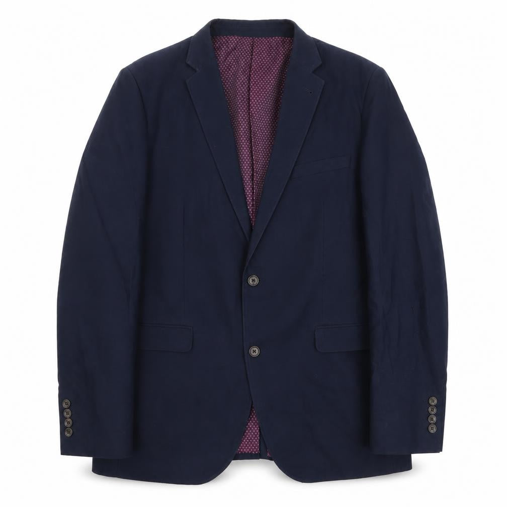 Next Mens Blue Cotton Jacket Suit Jacket Size 40 Regular - Inside pockets