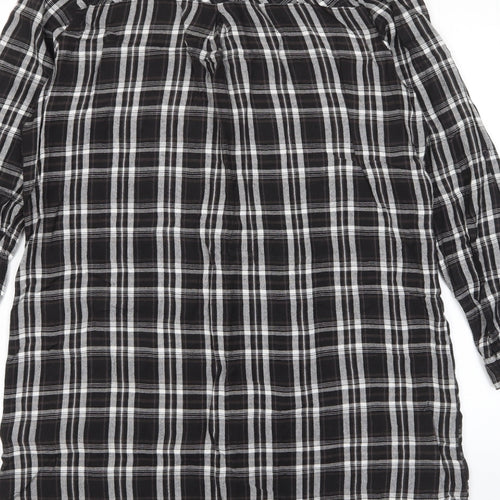 New Look Womens Grey Plaid Viscose Shift Size 10 Collared Button - Embroidered