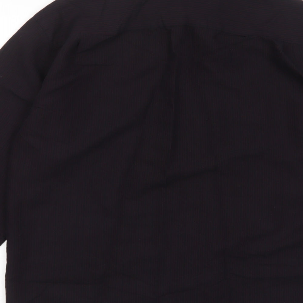 Marks and Spencer Mens Purple Striped Viscose Button-Up Size M Collared Button - Pocket