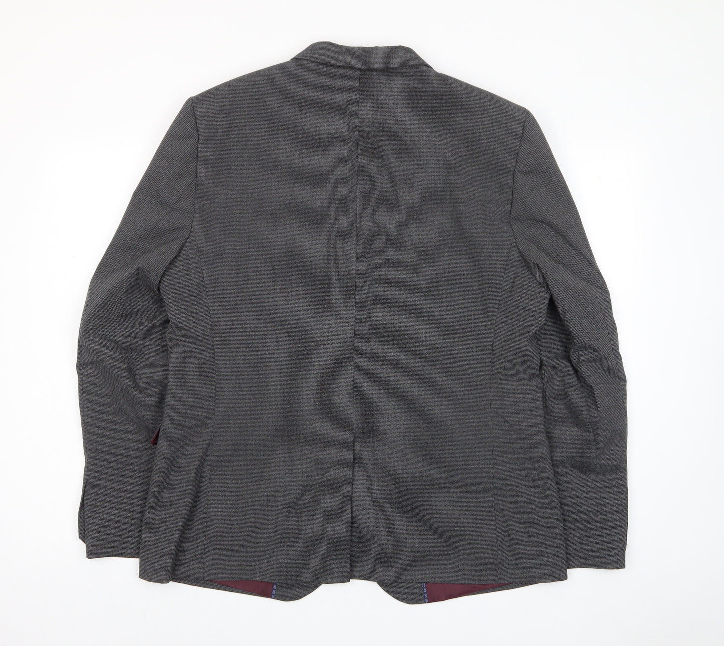 Marks and Spencer Mens Grey Plaid Polyester Jacket Suit Jacket Size 44 Regular - Inside pockets