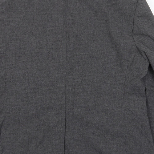 Marks and Spencer Mens Grey Plaid Polyester Jacket Suit Jacket Size 44 Regular - Inside pockets
