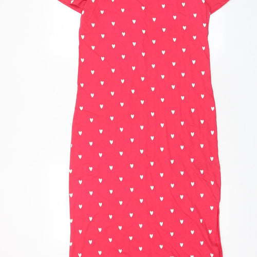 Marks and Spencer Womens Pink Geometric Cotton Top Dress Size 8 - Heart Print