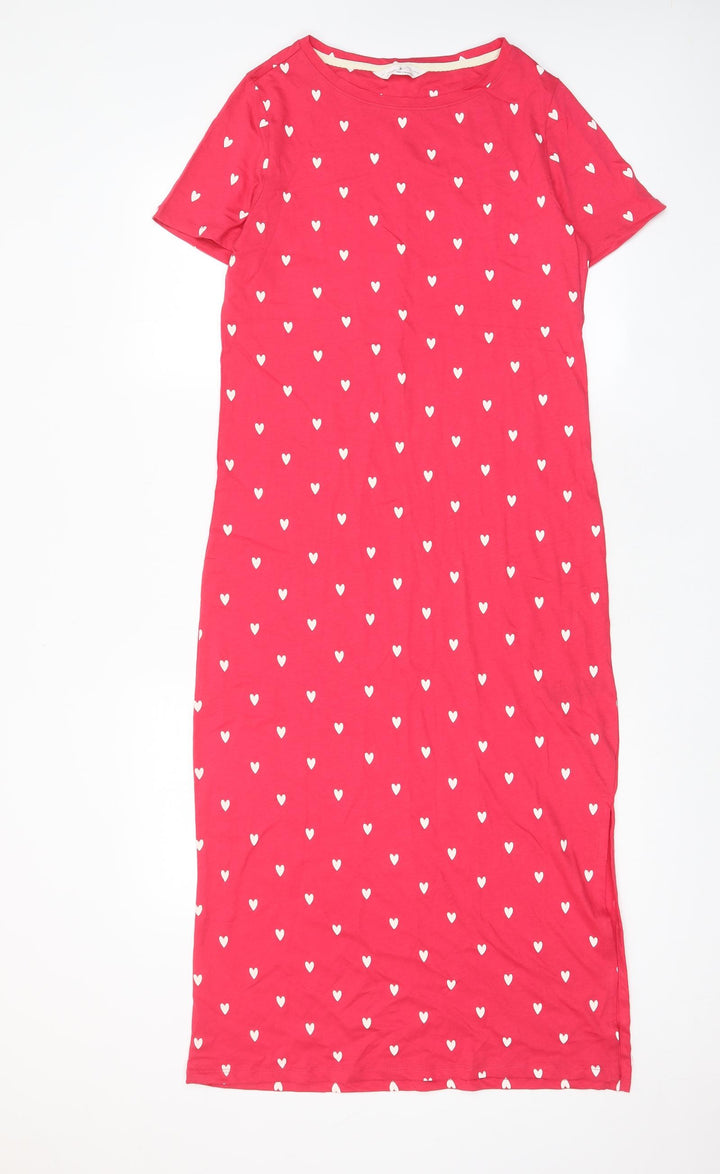 Marks and Spencer Womens Pink Geometric Cotton Top Dress Size 8 - Heart Print