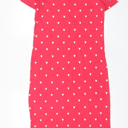 Marks and Spencer Womens Pink Geometric Cotton Top Dress Size 8 - Heart Print