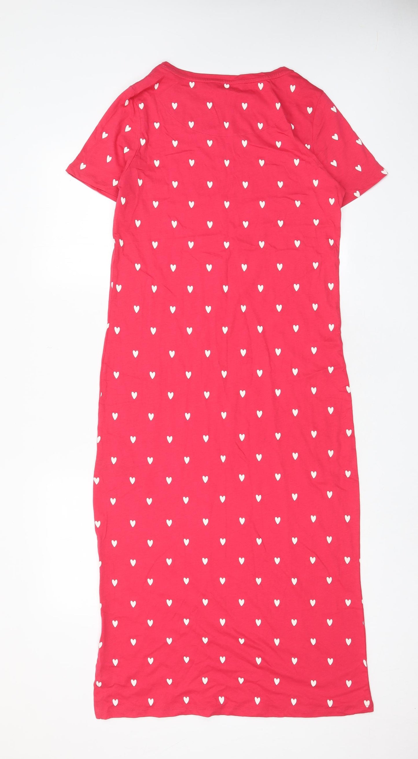 Marks and Spencer Womens Pink Geometric Cotton Top Dress Size 8 - Heart Print
