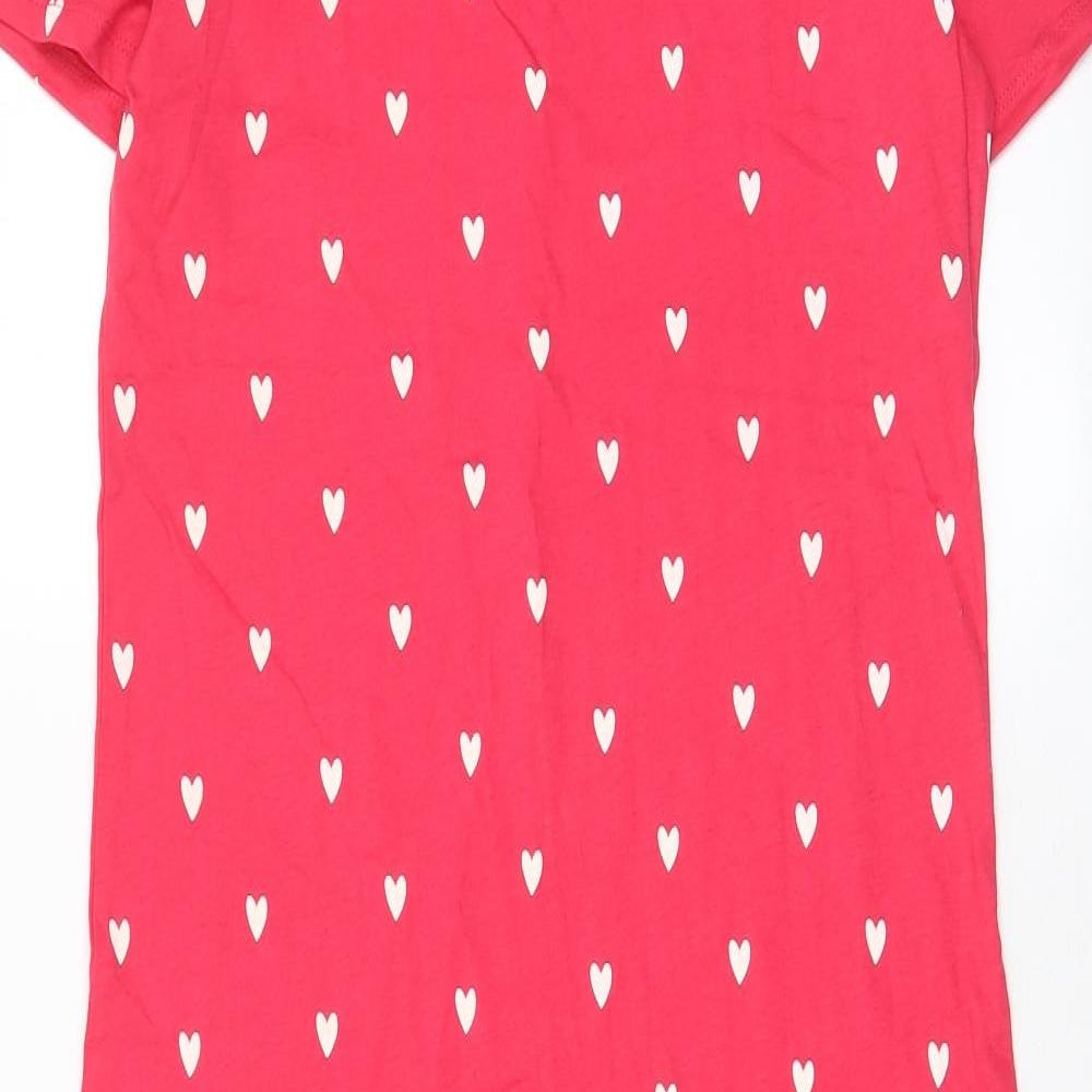 Marks and Spencer Womens Pink Geometric Cotton Top Dress Size 8 - Heart Print