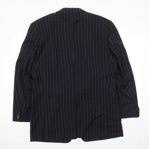 HUGO BOSS Mens Blue Striped Wool Jacket Suit Jacket Size 44 Regular - Inside pockets