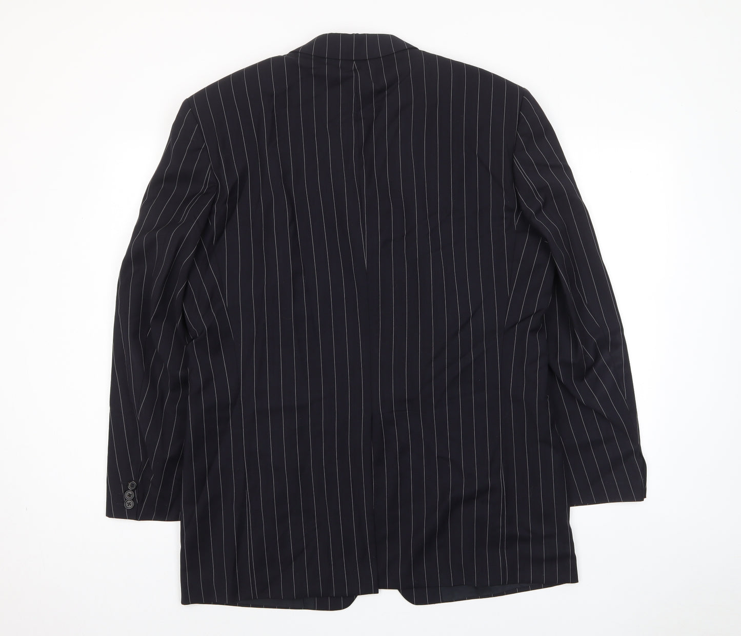 HUGO BOSS Mens Blue Striped Wool Jacket Suit Jacket Size 44 Regular - Inside pockets
