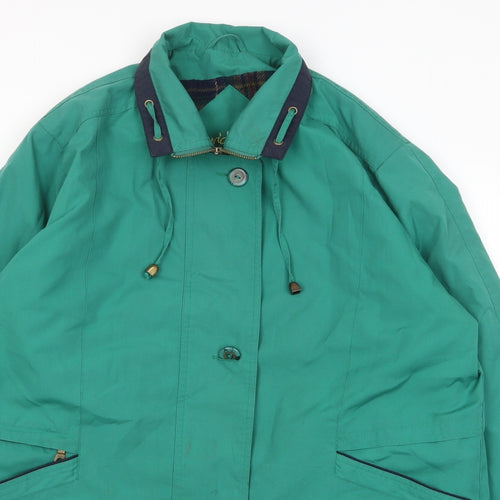 David Barry Womens Green Jacket Size 16 Zip - Pockets