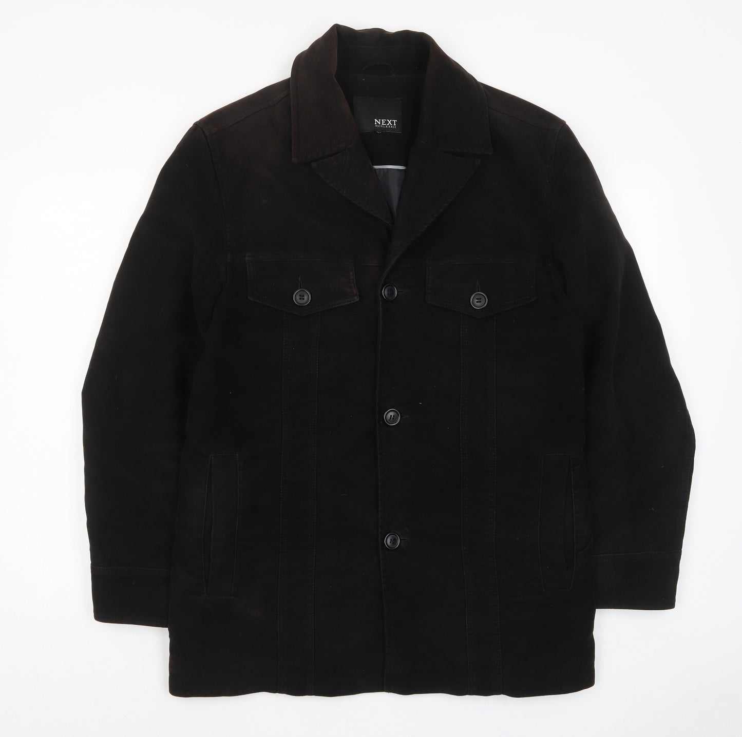 NEXT Mens Brown Jacket Coat Size M Button - Pockets