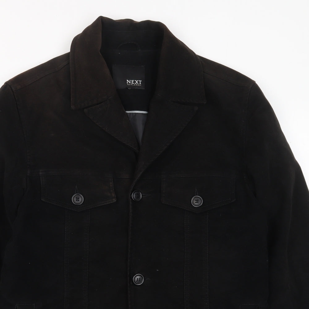 NEXT Mens Brown Jacket Coat Size M Button - Pockets