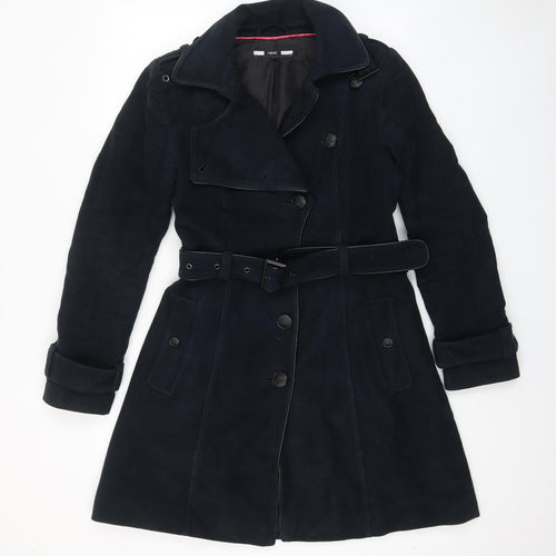 NEXT Womens Blue Military Jacket Coat Size 12 Button - Belted