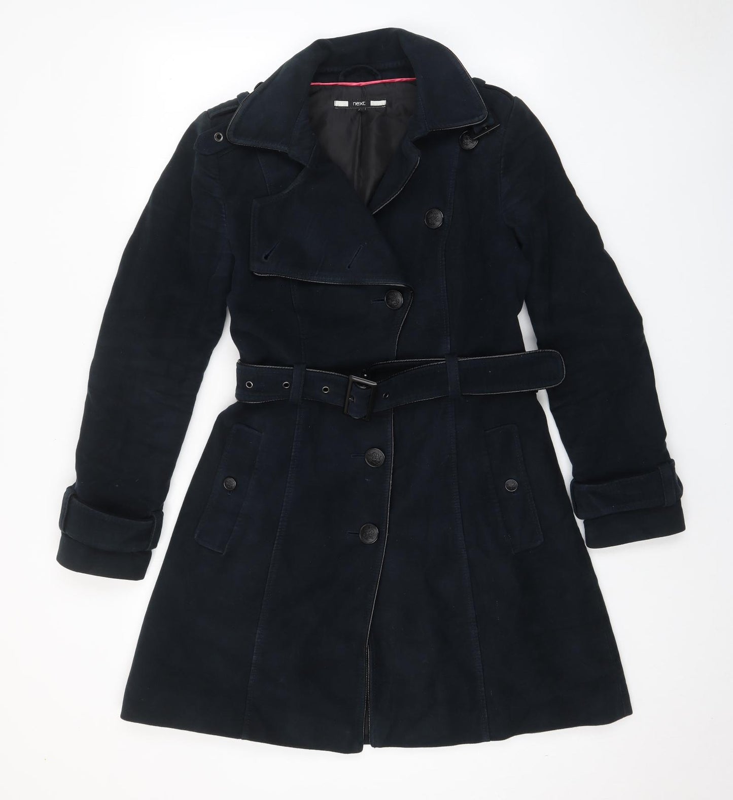 NEXT Womens Blue Military Jacket Coat Size 12 Button - Belted