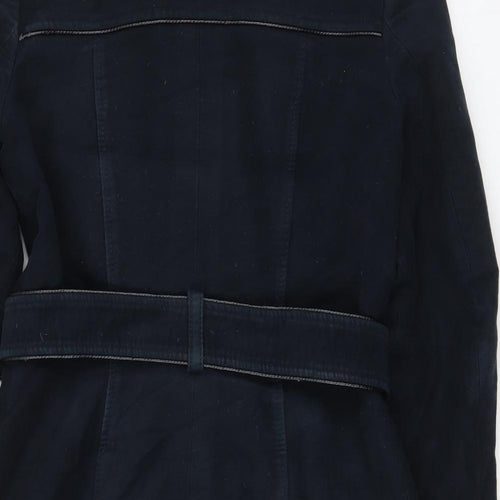 NEXT Womens Blue Military Jacket Coat Size 12 Button - Belted