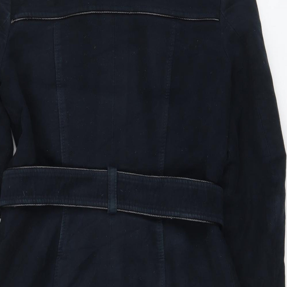 NEXT Womens Blue Military Jacket Coat Size 12 Button - Belted