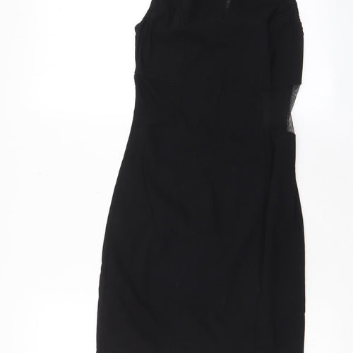 New Look Womens Black Viscose A-Line Size 10 Crew Neck Zip