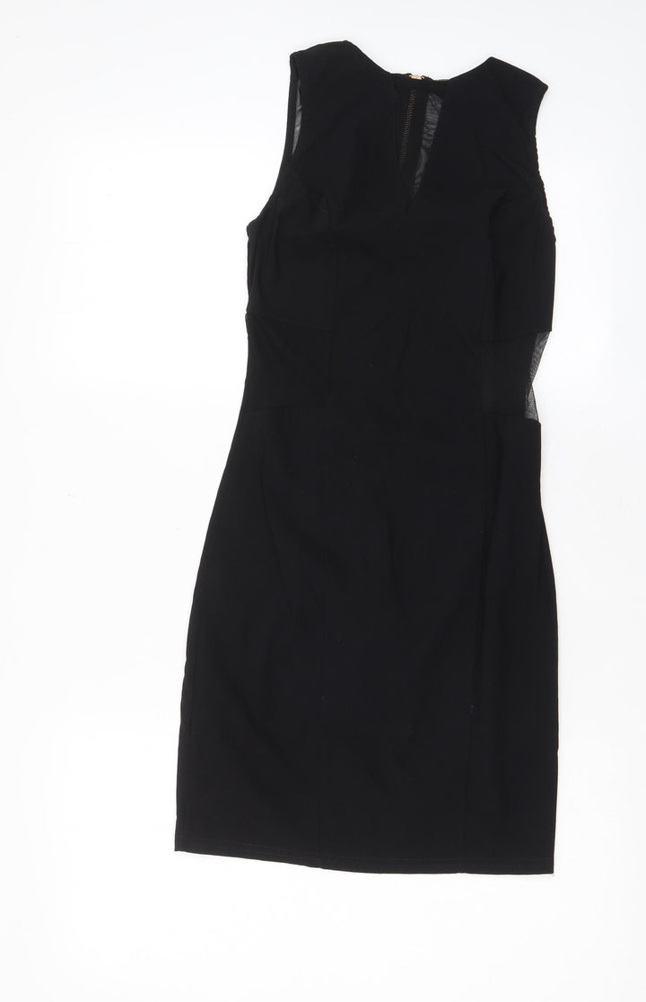 New Look Womens Black Viscose A-Line Size 10 Crew Neck Zip